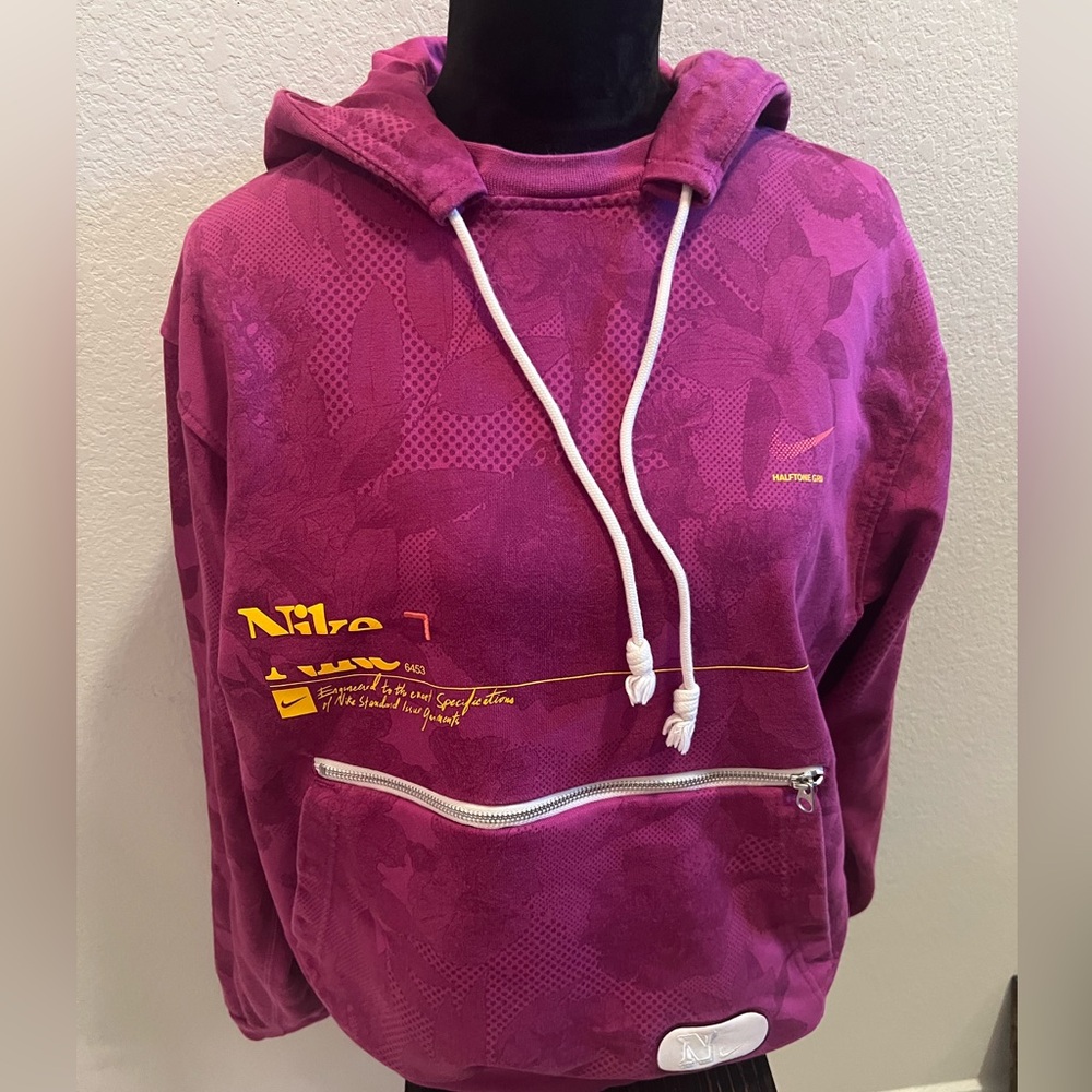 Nike Sportswear Floral Print Hoodie | Magenta & Yellow Graphic